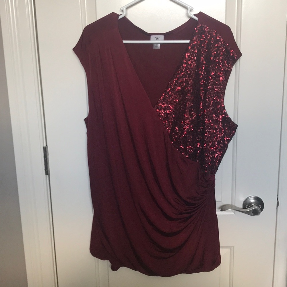 Burgundy Sequin Top